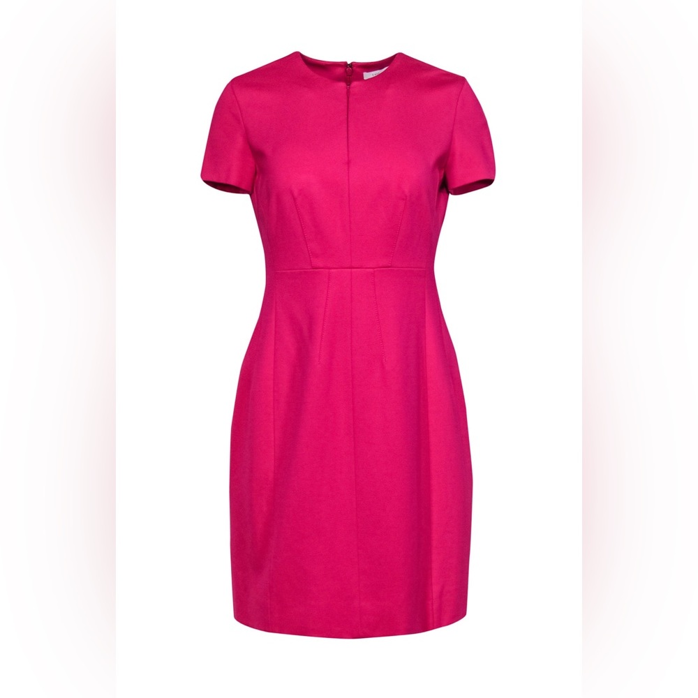 Diane von Furstenberg fuchsia pink zip neck work dress with pockets